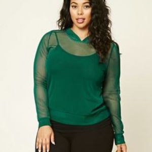 Mesh hoodie with side zippers